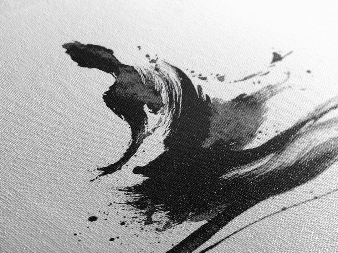 Minimal Ink Meditating Figure Wall Art, Black And White Zen Canvas Print, Modern Minimalist Decor For Yoga Room Or Home Office