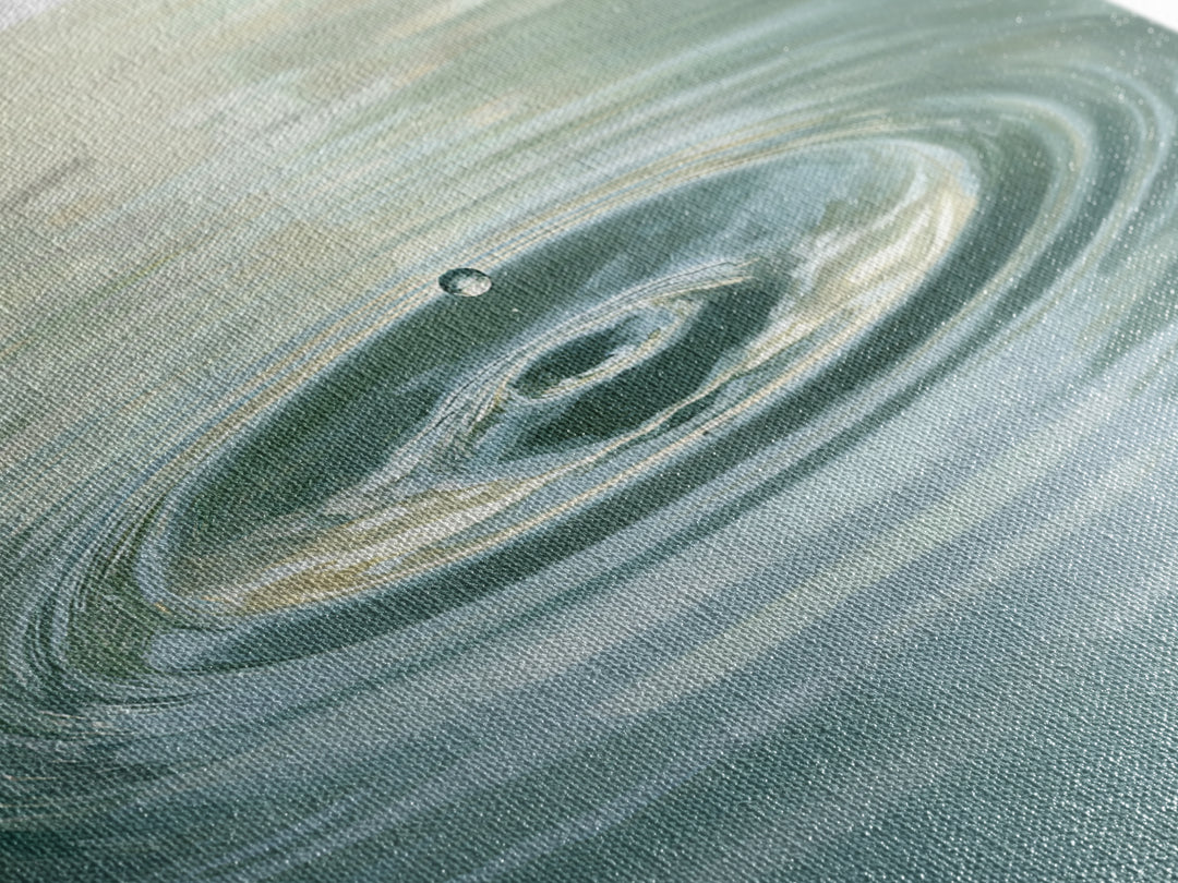 Soothing Water Ripple With Falling Droplet Wall Art, Minimalist Zen Landscape Canvas Print For Calming Modern Decor