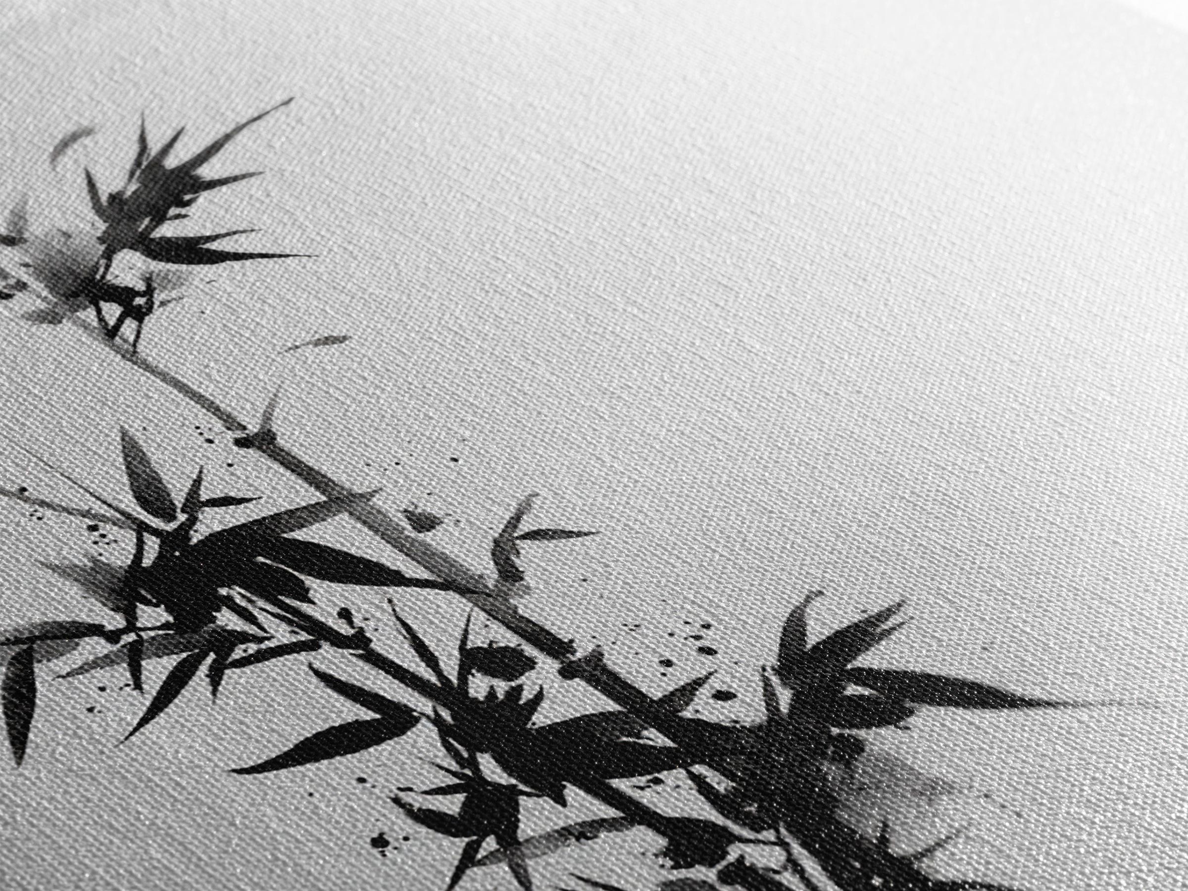 Minimalist Ink Bamboo Wall Art, Black And White Japanese Painting Canvas Print, Modern Zen Home Decor