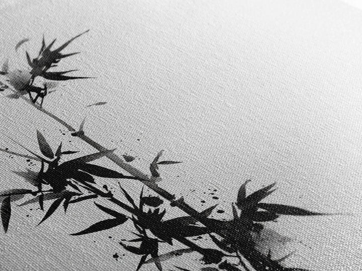Minimalist Ink Bamboo Wall Art, Black And White Japanese Painting Canvas Print, Modern Zen Home Decor