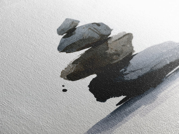 Minimal Zen Rock Stack Wall Art, Japanese Ink Stone Balance Canvas Print, Calm Japandi Home Decor