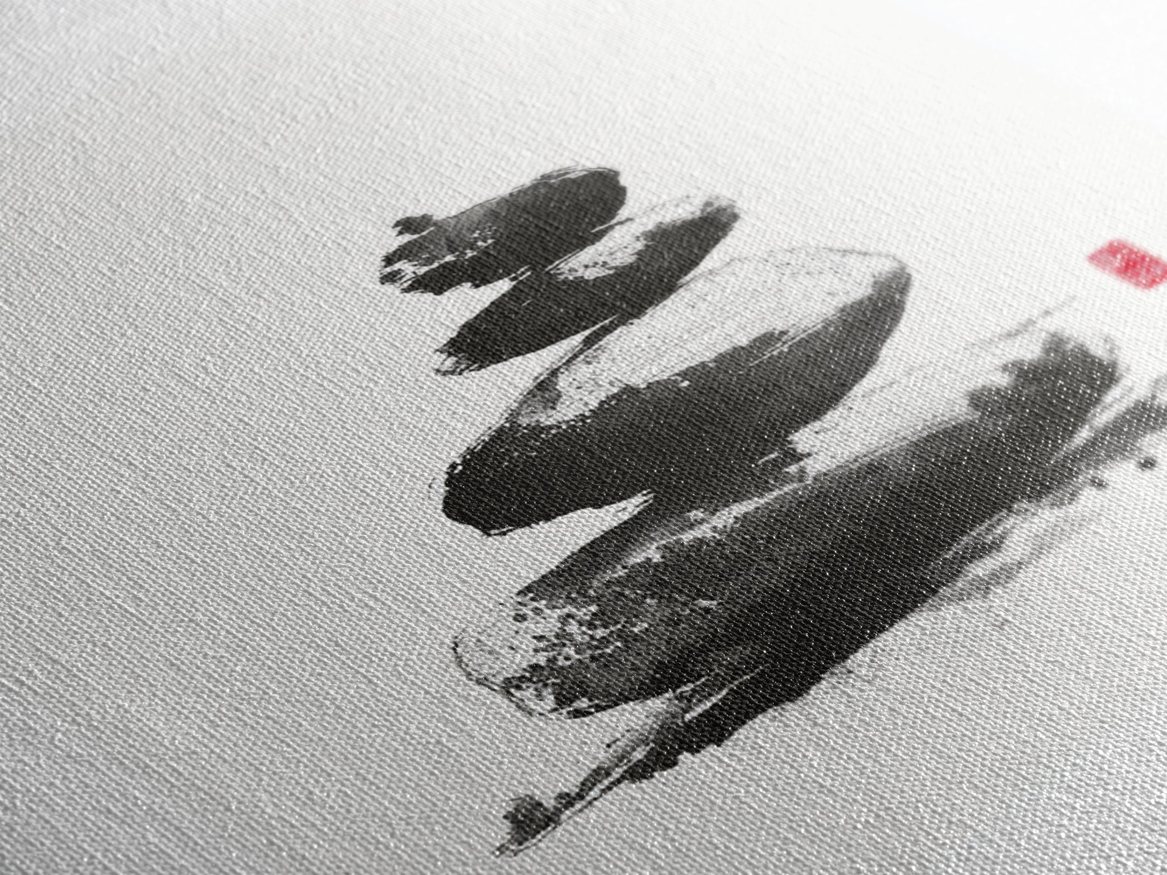 Zen Stone Stack Wall Art, Minimal Japanese Ink Rock Painting Canvas Print, Calming Spa Bathroom And Yoga Decor