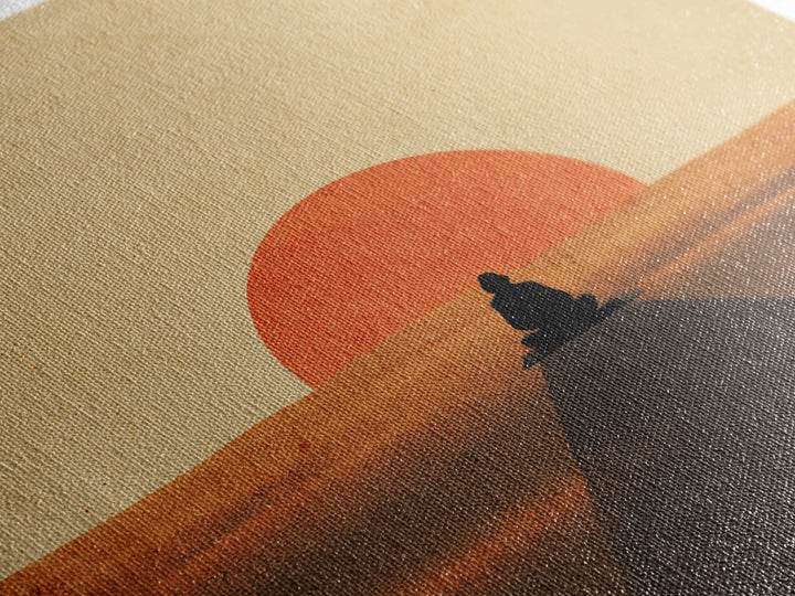 Minimalist Desert Sunset Figure Wall Art Modern Boho Print Neutral Earth Tone Decor Bedroom Wall Art