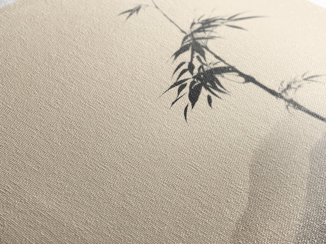 Minimal Japanese Bamboo Ink Painting Wall Art, Neutral Zen Japandi Canvas Print, Calming Nature Home Decor