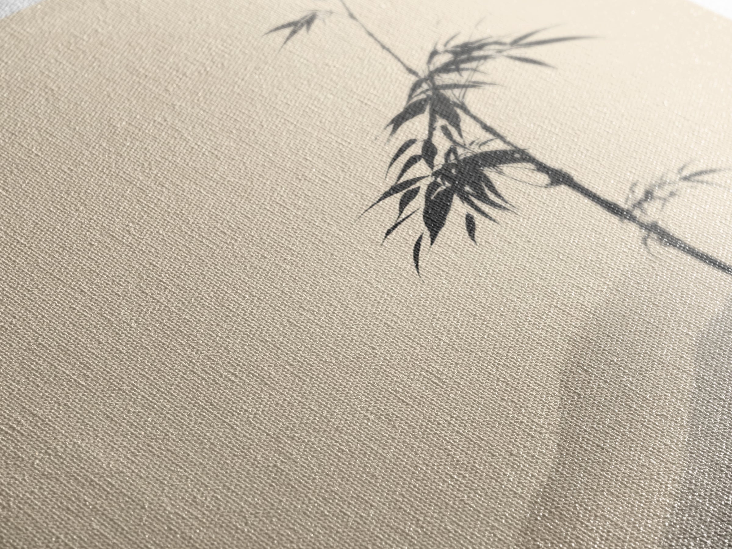 Minimal Japanese Bamboo Ink Painting Wall Art, Neutral Zen Japandi Canvas Print, Calming Nature Home Decor