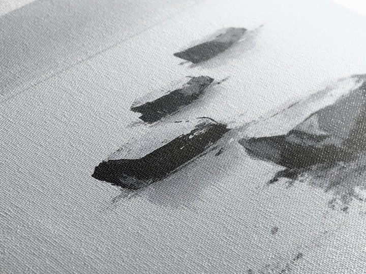 Minimal Zen Stepping Stones Wall Art, Black And White Japanese Canvas Print, Calming Wabi Sabi Decor For Home
