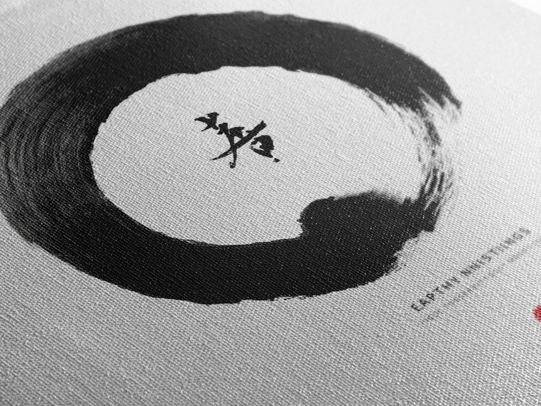 Zen Enso Circle Japanese Calligraphy Wall Art Print, Minimalist Black And White Meditation Decor For Modern Home