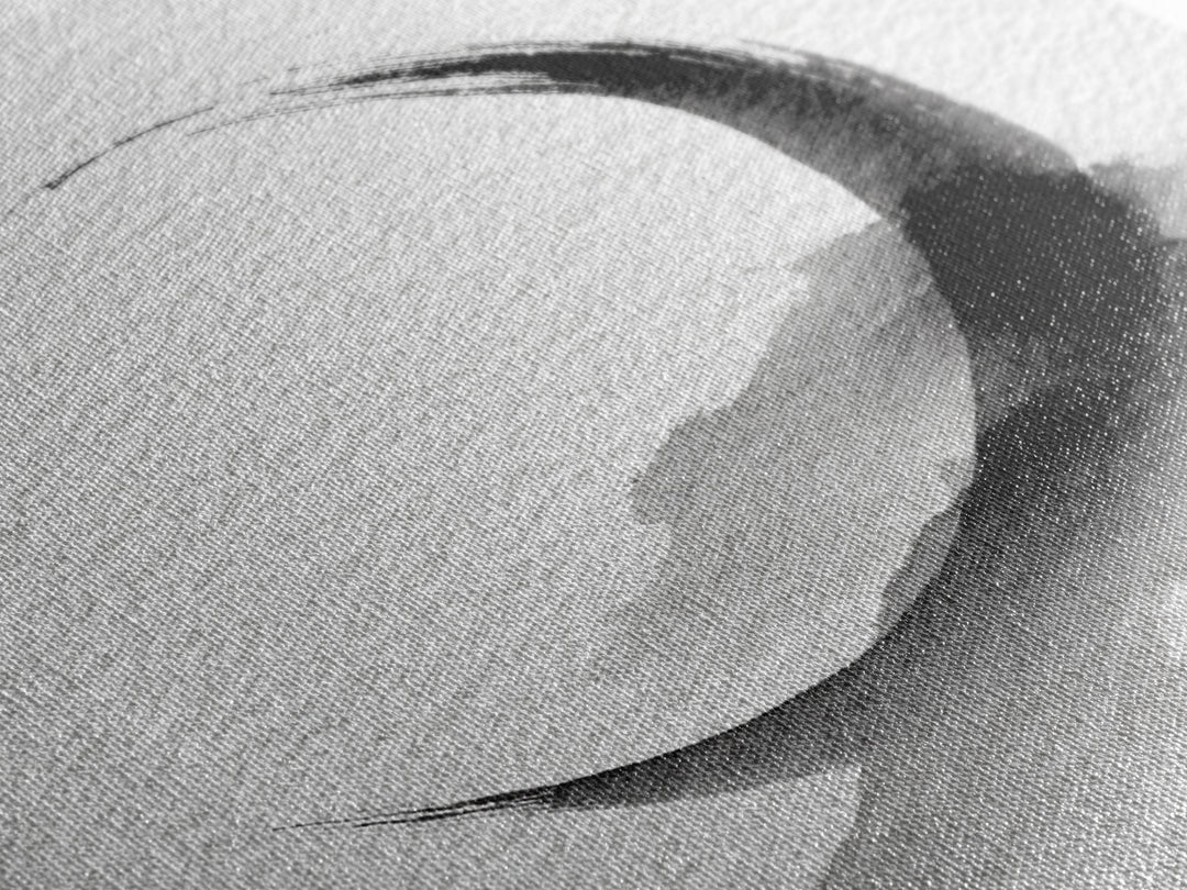Black Ink Crescent Brushstroke Minimalist Abstract Wall Art, Japandi Zen Decor, Modern Canvas Print