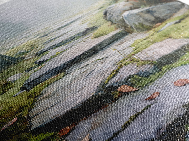 Misty Stone Garden Path Watercolor Wall Art, Serene Landscape Painting, Zen Home Decor, Wabi Sabi Neutral Canvas Print