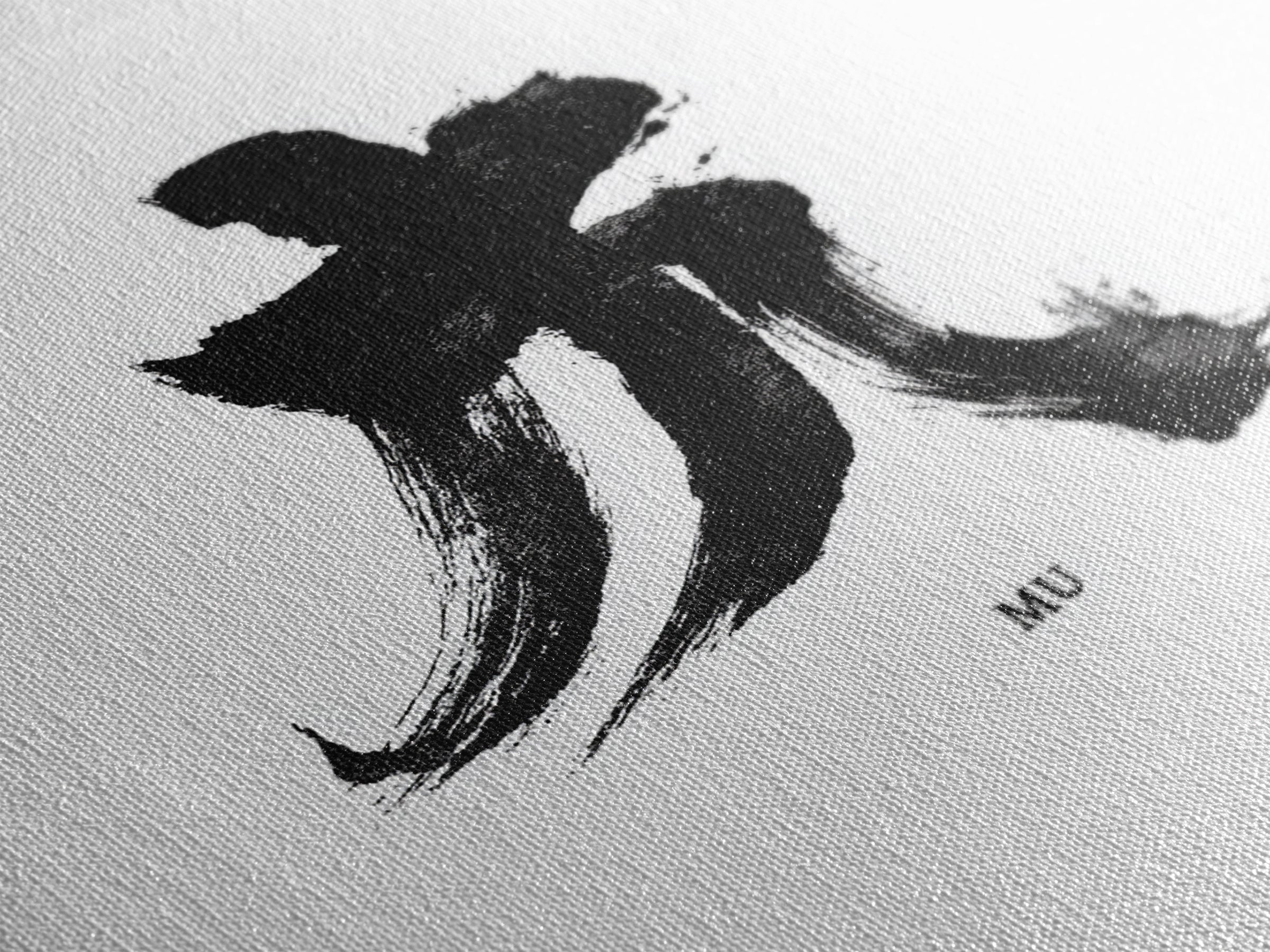 Minimalist Zen Calligraphy Mu Wall Art, Black And White Japanese Ink Print, Meditation Room Decor, Modern Minimal Wall Art