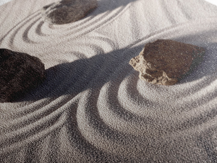 Minimalist Zen Rock Garden Wall Art, Neutral Japanese Canvas Print, Wabi Sabi Decor, Calming Modern Bedroom And Spa Wall Art