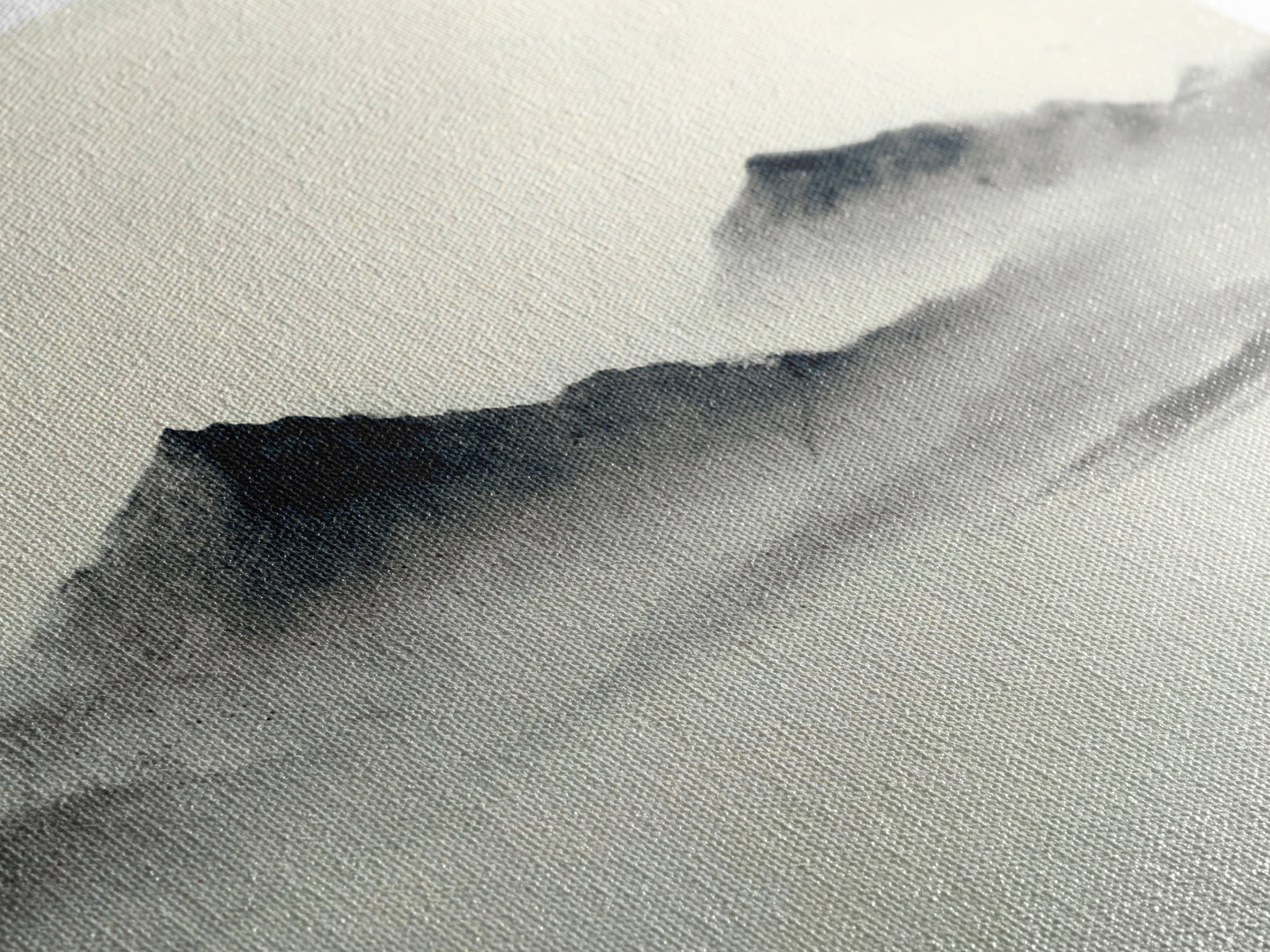 Minimal Misty Mountain Landscape Wall Art, Black And White Ink Painting Print, Serene Japandi Decor For Modern Bedroom Or Office