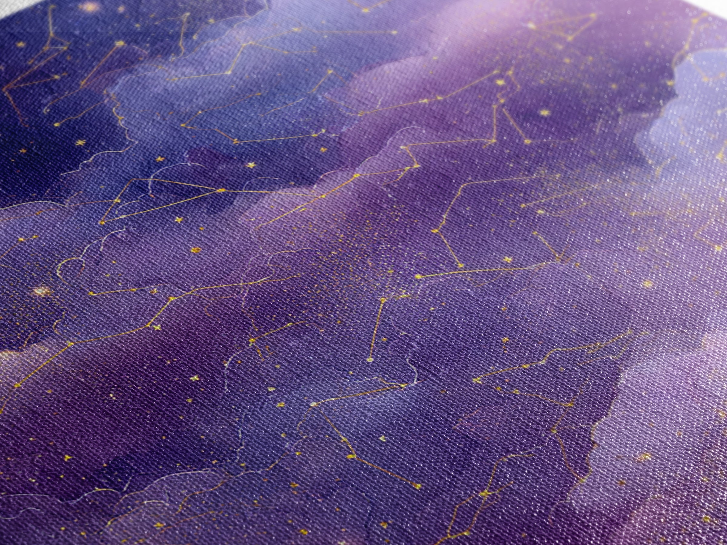 Purple Constellation Clouds Canvas Print, Celestial Wall Art, Astrology Decor, Starry Night Sky Nursery And Bedroom Decor