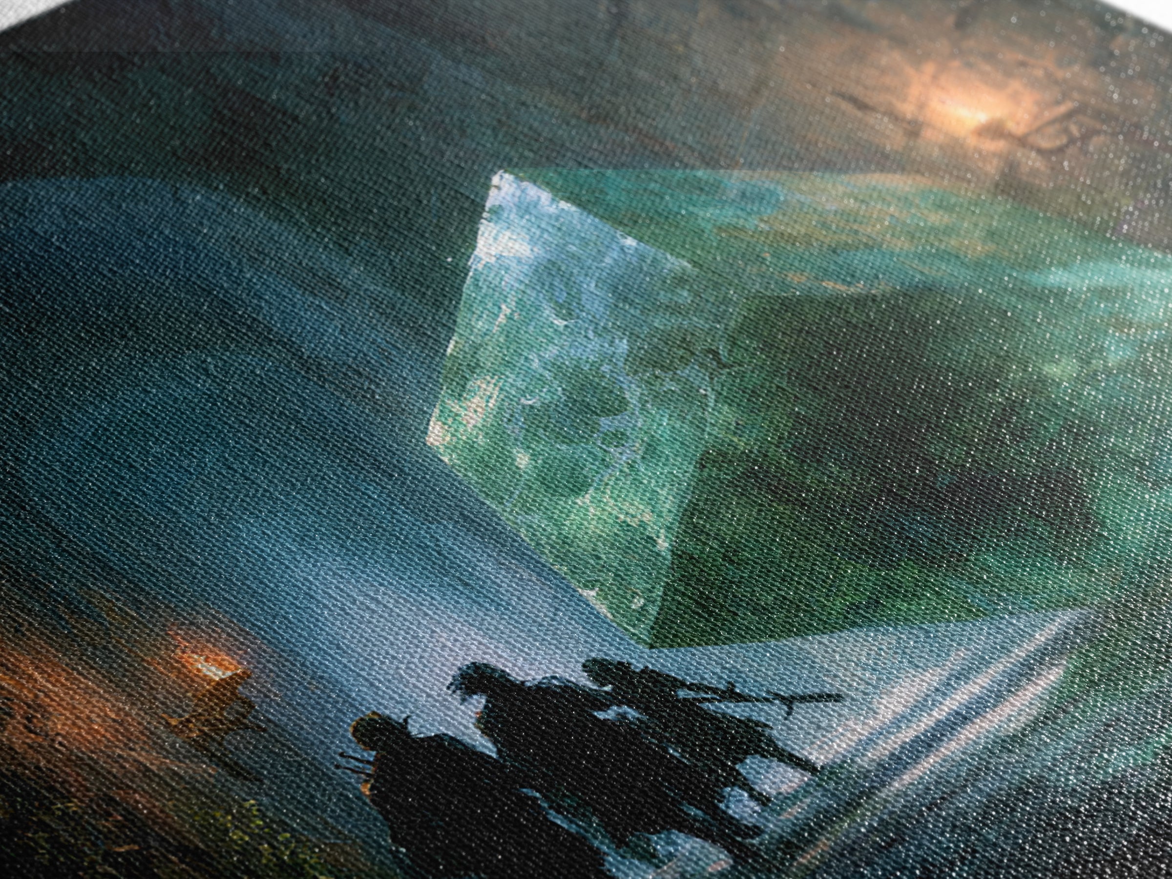 Glowing Green Crystal Dungeon Wall Art, Fantasy Adventure Canvas Print, Magical Library Decor, Dungeons And Dragons Gift