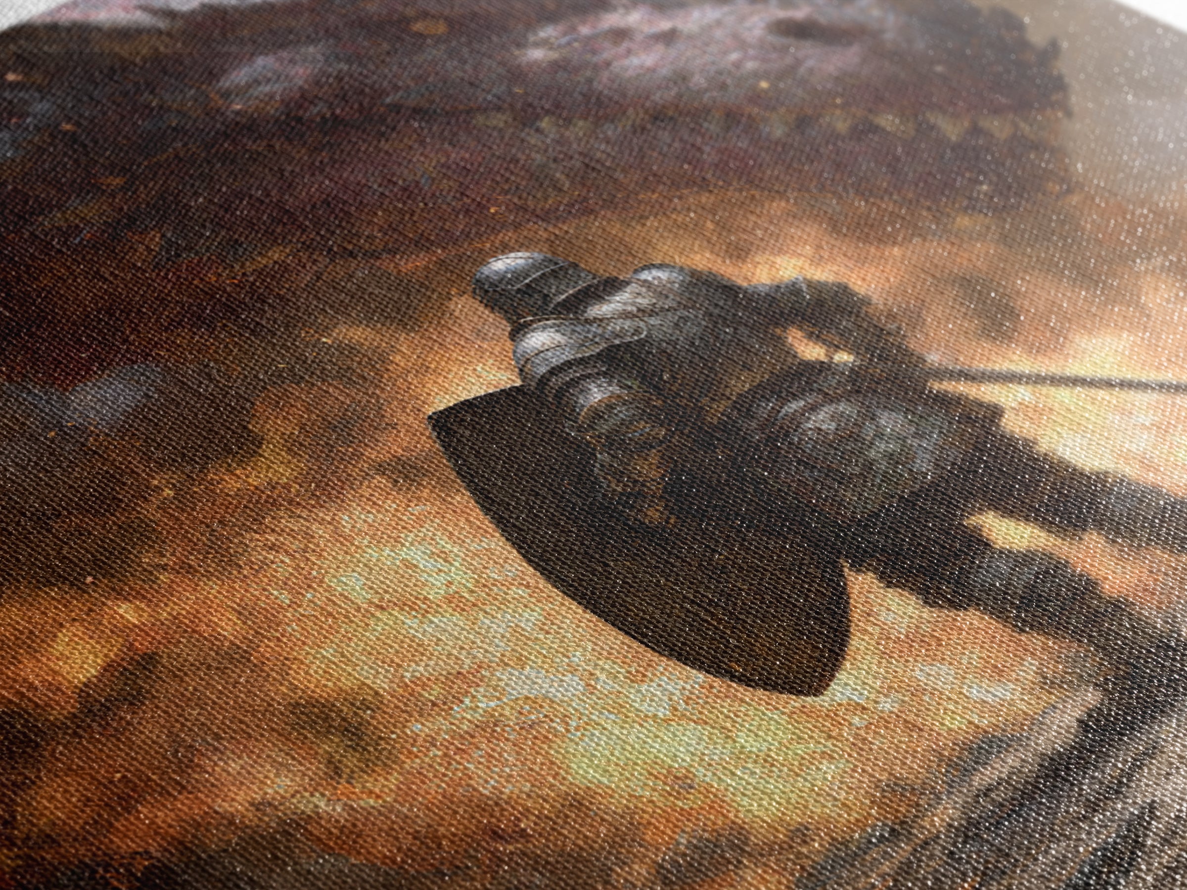Armored Knight Facing Dragon Framed Canvas Print, Dark Fantasy Wall Art, Medieval Fire Battle Decor, Gamer Gift For Him, Dragon Art