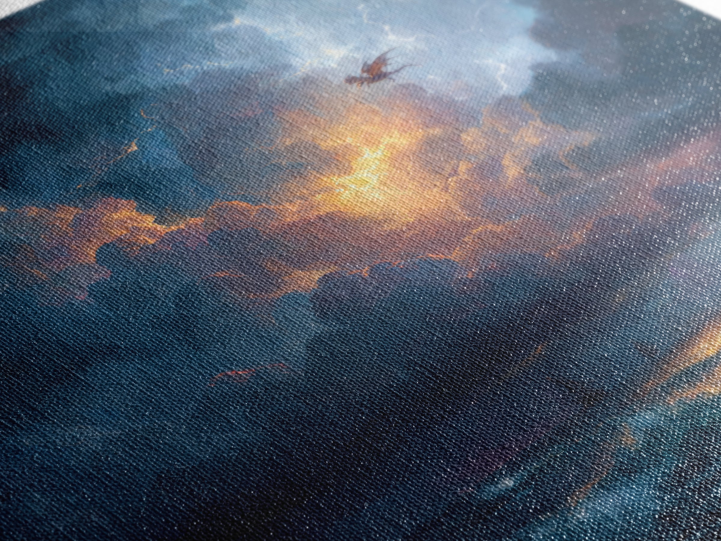 Stormy Ocean Dragon Seascape Canvas Print, Moody Coastal Wall Art, Dark Fantasy Landscape, Nautical Decor Gift For Him, Storm Art