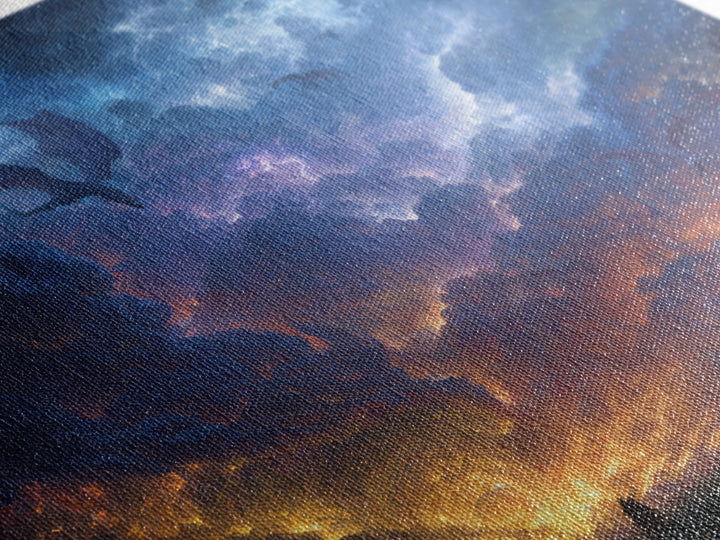 Lightning Dragons In Storm Clouds Canvas Print, Dark Fantasy Wall Art, Epic Gaming Room Decor, Dramatic Sky Gift For Him