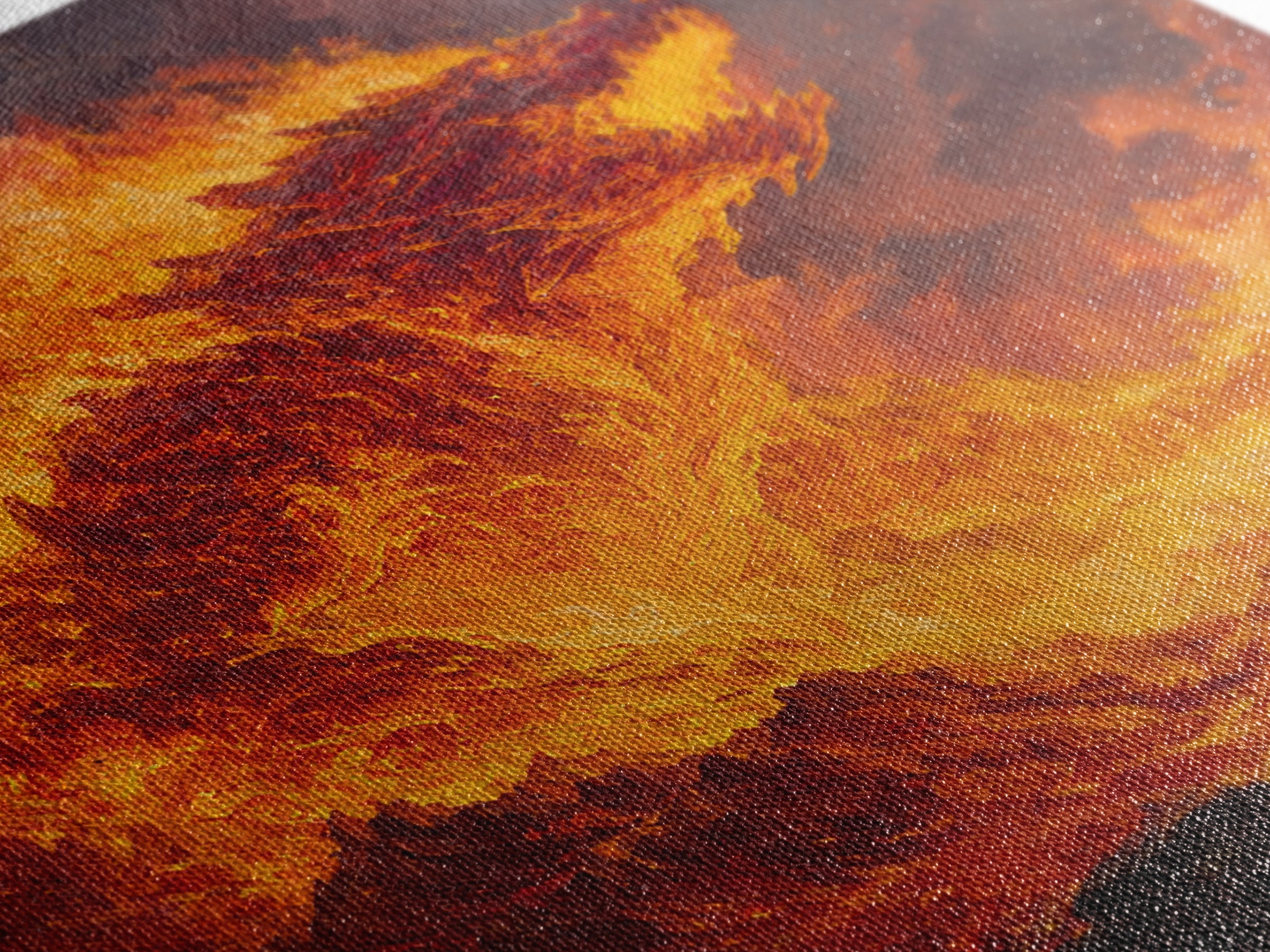 Blazing Fire Dragon Rising From Lava Canvas Print, Fantasy Wall Art, Orange Statement Artwork, Dark Fantasy Home Decor, Gift For Him