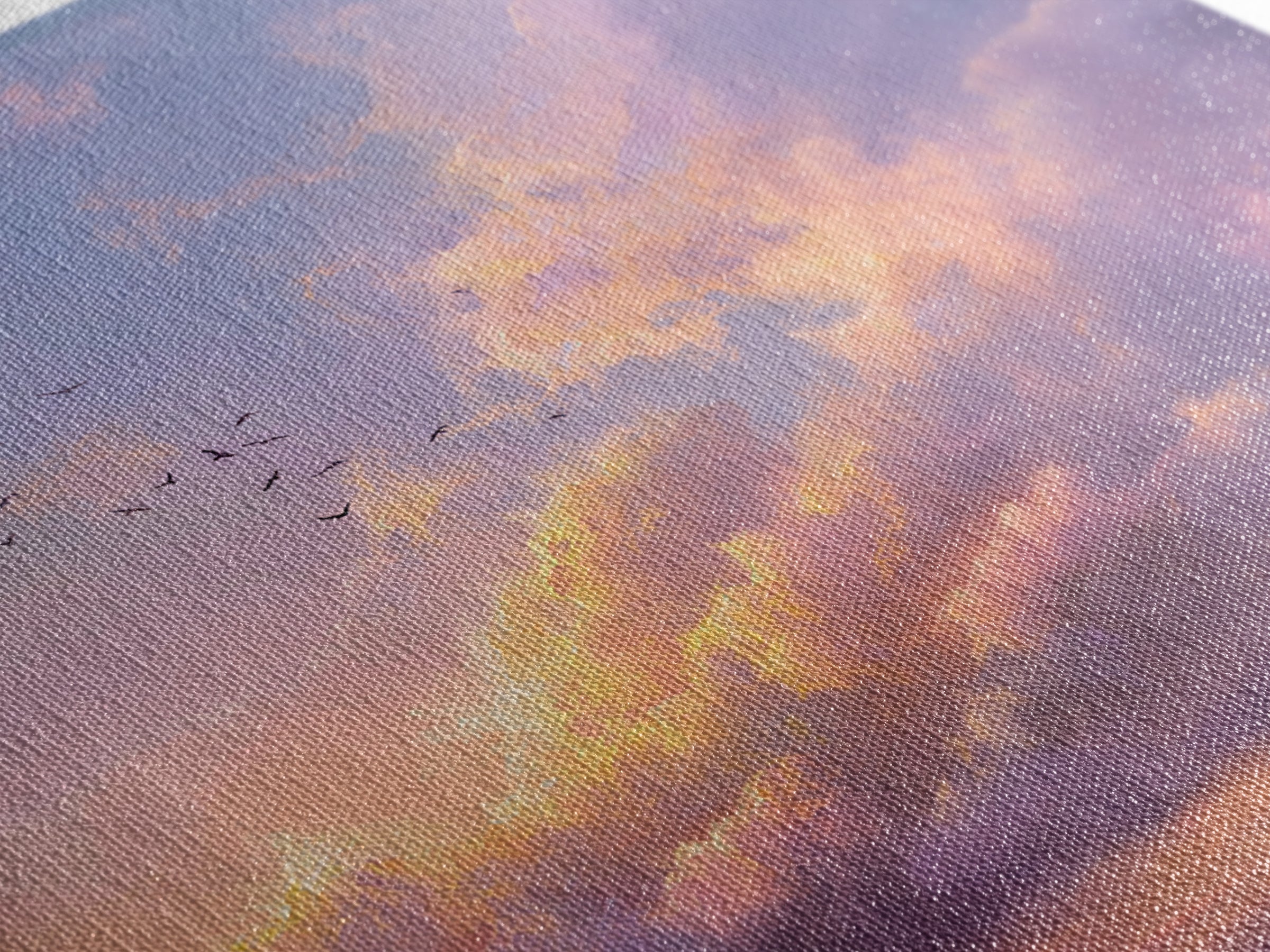 Pastel Sunset Clouds With Flying Birds Wall Art, Dreamy Sky Canvas Print For Living Room Decor And Serene Bedroom Decor Gift