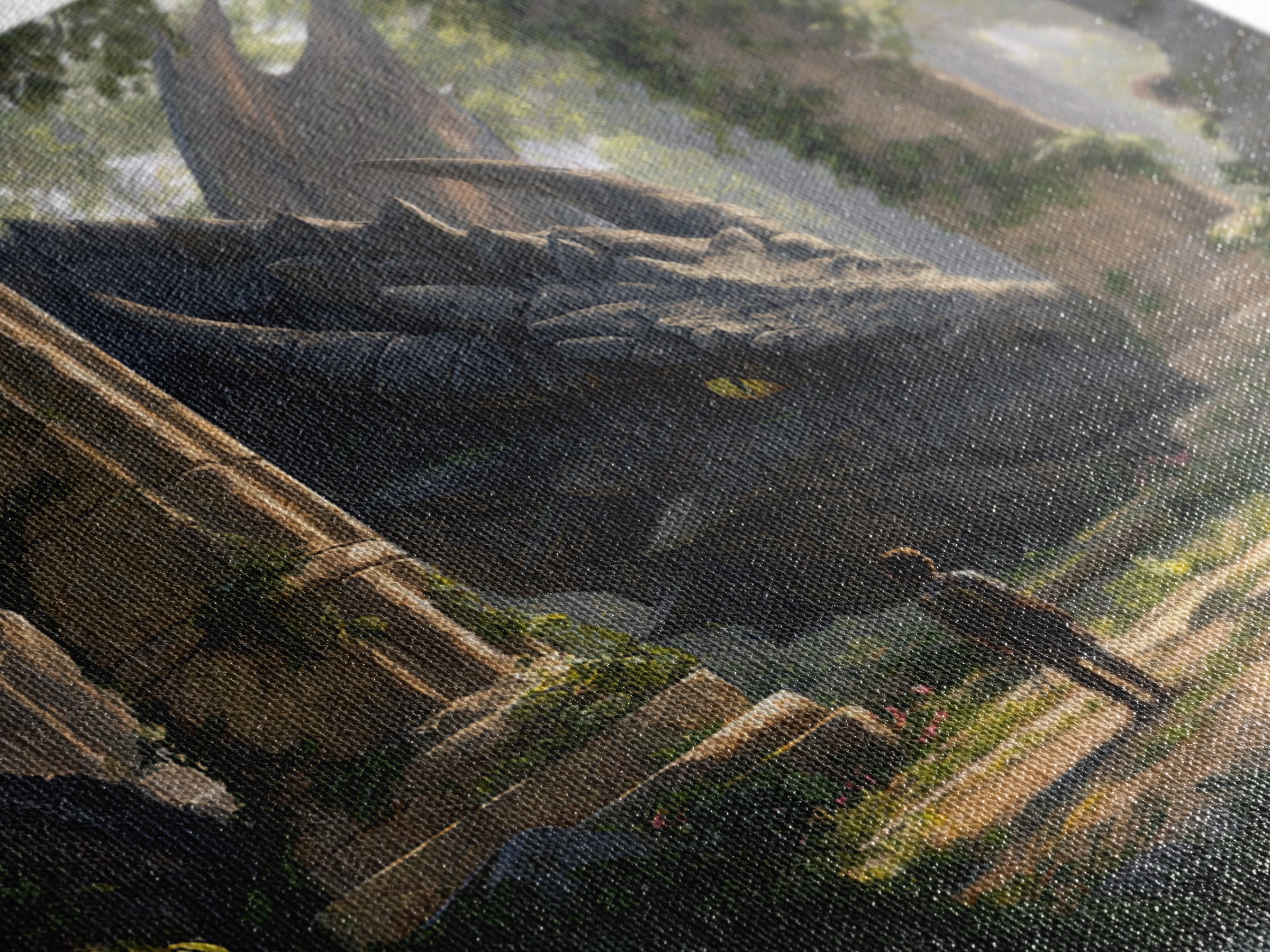Giant Dragon In Overgrown Ruins Canvas Print, Fantasy Adventure Wall Art, Mythical Creature Decor, Kids Room Decor Gift Idea