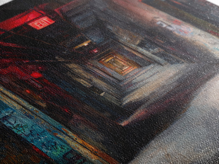 Dark Abandoned Corridor Wall Art, Moody Urban Exploration Painting, Industrial Gothic Decor, Graffiti Hallway Office Art