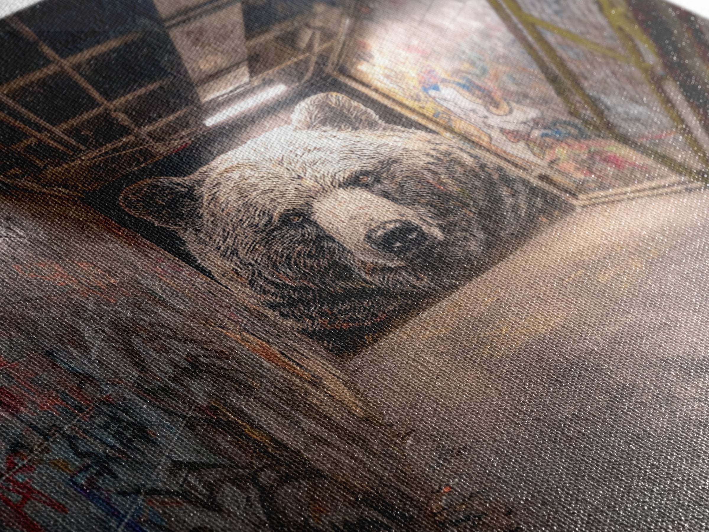 White Bear Graffiti Mural Wall Art, Urban Street Art, Animal Wall Decor, Contemporary Canvas, Office Decor Gift, Industrial Home Decor