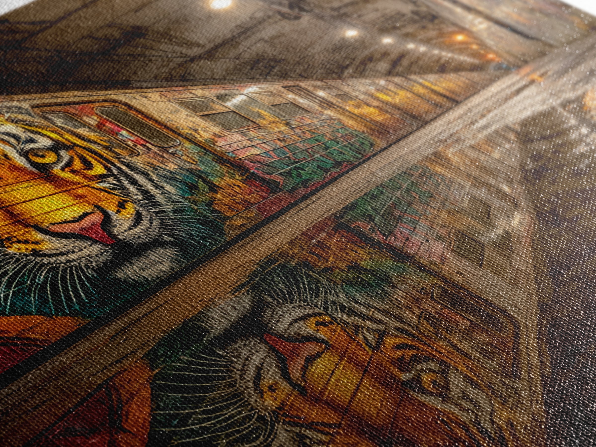 Graffiti Tiger Subway Tunnel Canvas Print, Urban Street Art, Big Cat Wall Art, Industrial Decor, Modern Graffiti Art Print