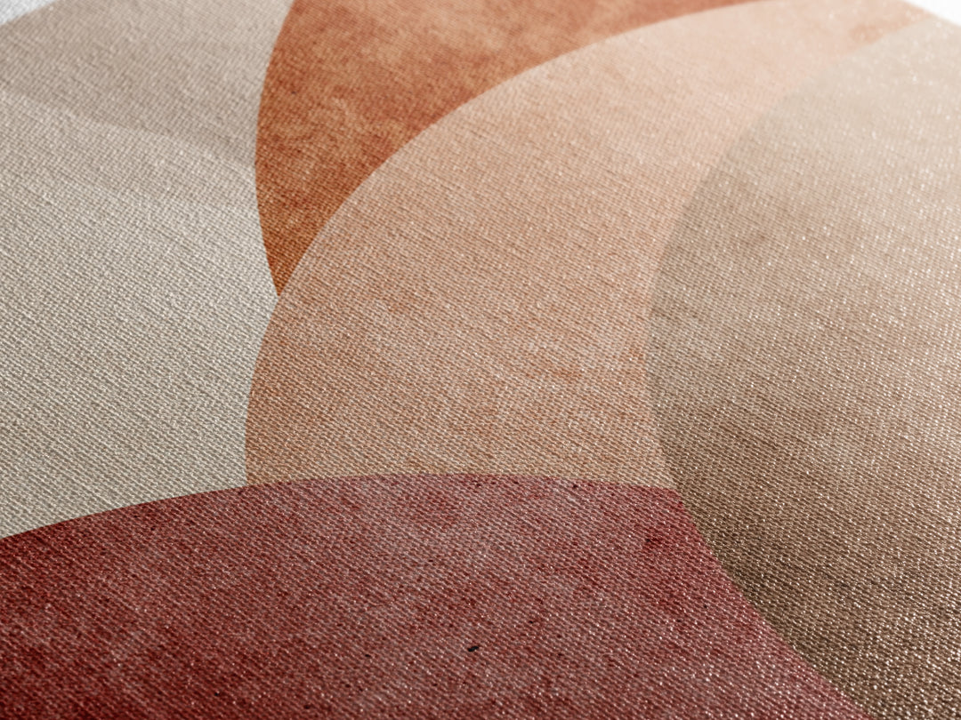 Layered Terracotta Arches Abstract Wall Art, Neutral Canvas Print For Boho Decor, Modern Living Room Decor, And Office Decor