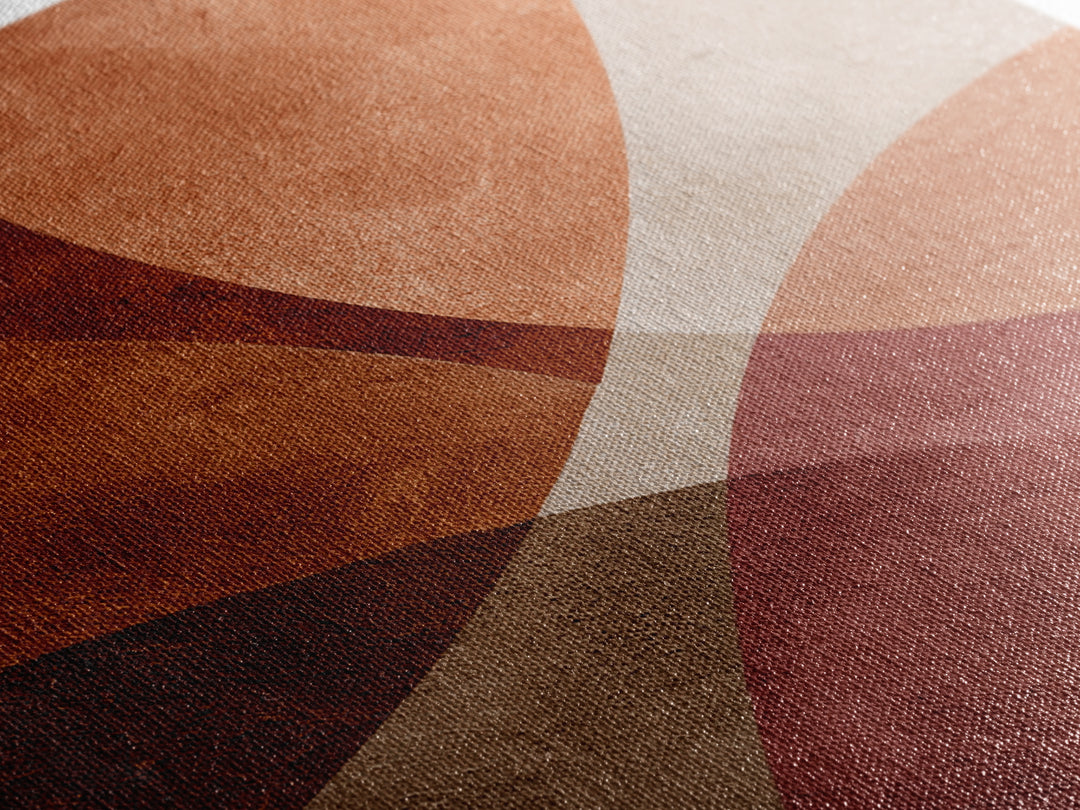 Rust Red Overlapping Shapes Canvas Print, Abstract Wall Art For Mid Century Modern Decor, Earth Tone Home Decor, And Office Decor