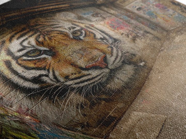 Realistic Tiger Mural In Graffiti Alley Wall Art, Urban Street Art, Big Cat Decor, Wildlife Art Print, Edgy Home Decor, Gift