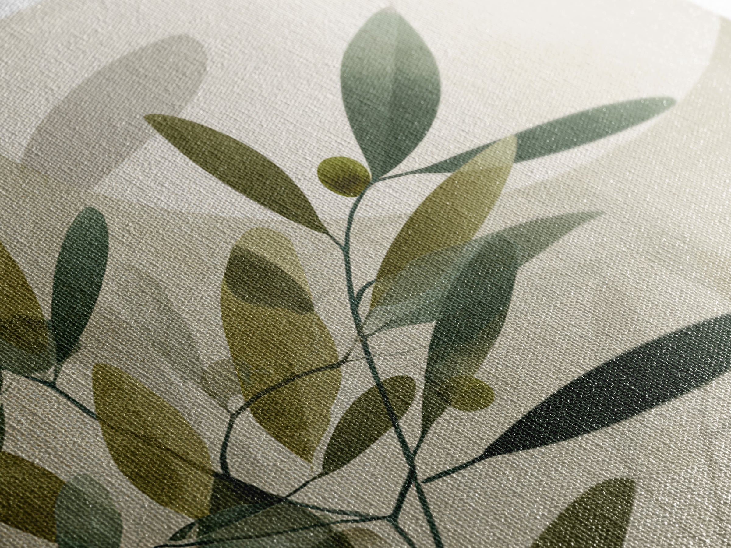 Olive Branch Botanical Wall Art, Sage Green Neutral Canvas Print, Minimalist Nature Decor, Japandi Living Room Wall Decor