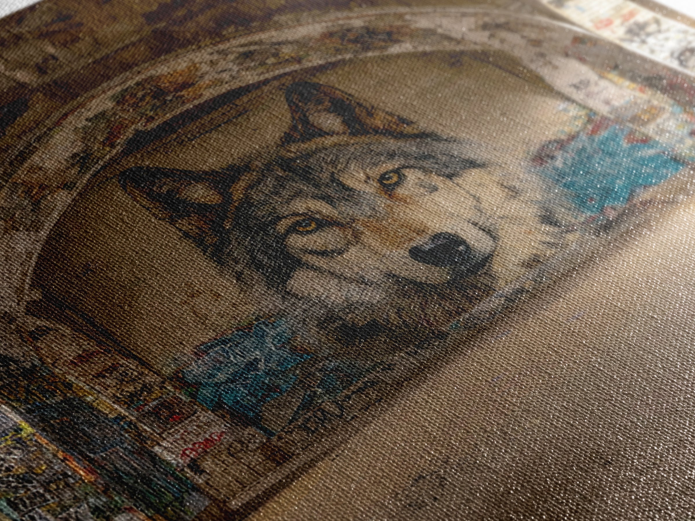 Realistic Wolf Mural In Abandoned Archway Framed Canvas Print, Urban Street Art, Animal Wall Decor, Moody Office Decor, Home Decor
