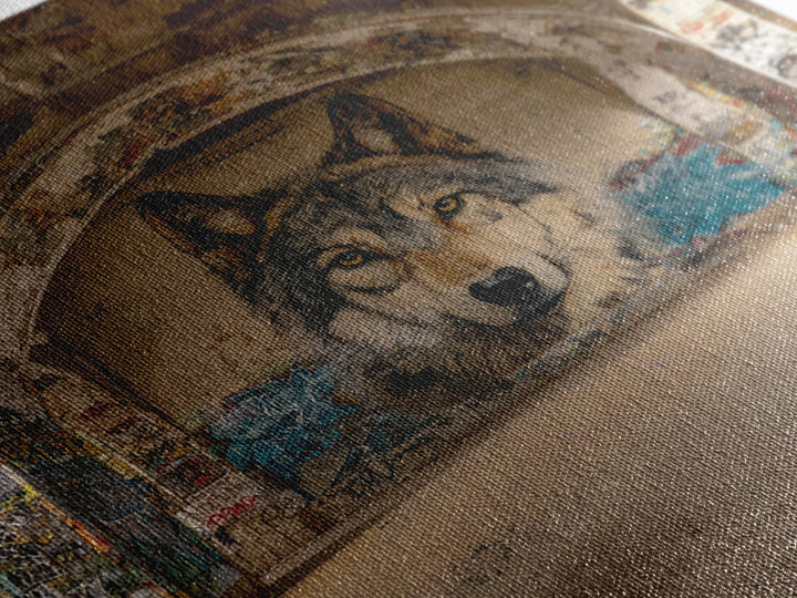 Realistic Wolf Mural In Abandoned Archway Framed Canvas Print, Urban Street Art, Animal Wall Decor, Moody Office Decor, Home Decor