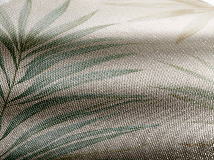 Tropical Palm Leaf Wall Art, Soft Green Beige Canvas Print, Coastal Botanical Decor, Boho Spa Bathroom Wall Decor For Relaxing Home Decor