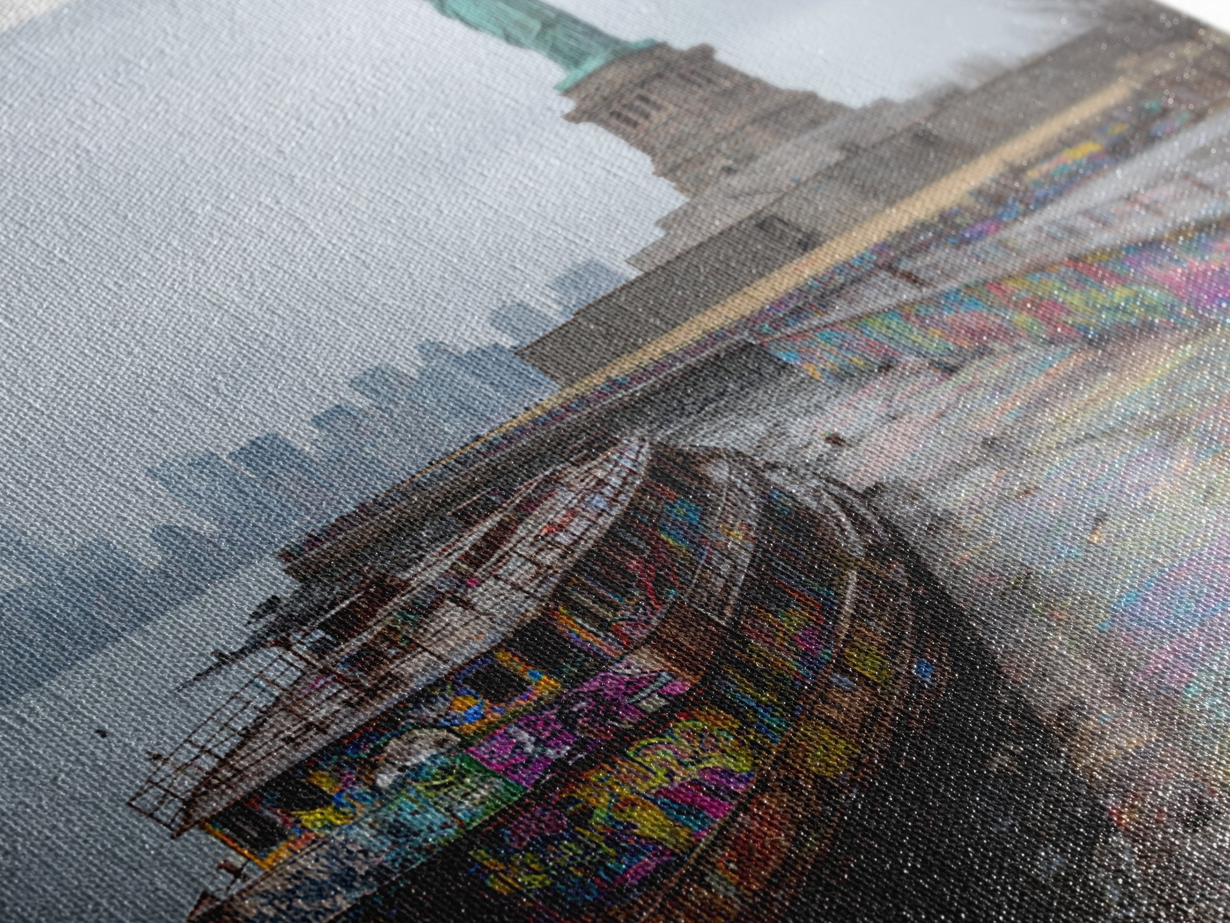 Statue Of Liberty And Graffiti Harbor Wall Art, NYC Travel Print, Urban Street Art Decor, New York City Gift For Living Room Decor