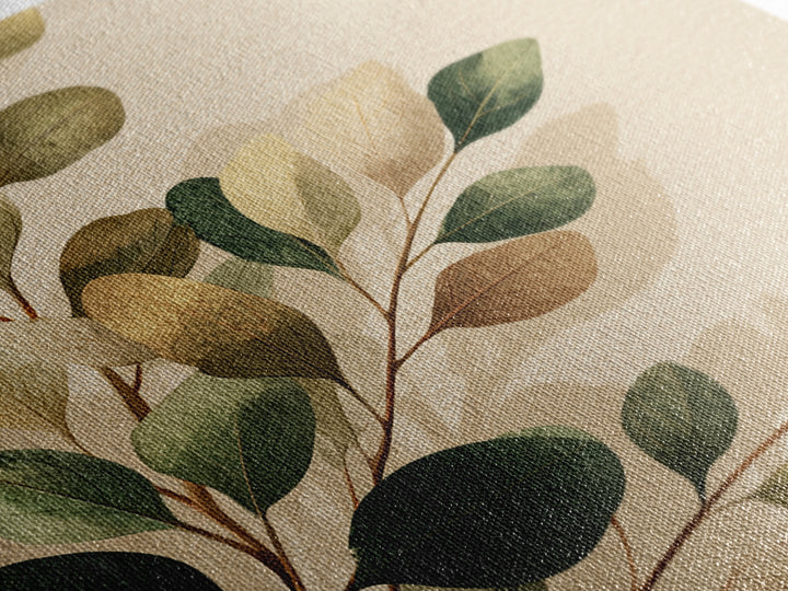 Eucalyptus Leaves Botanical Wall Art, Earth Tone Canvas Print, Neutral Nature Decor, Modern Farmhouse Living Room Art Print