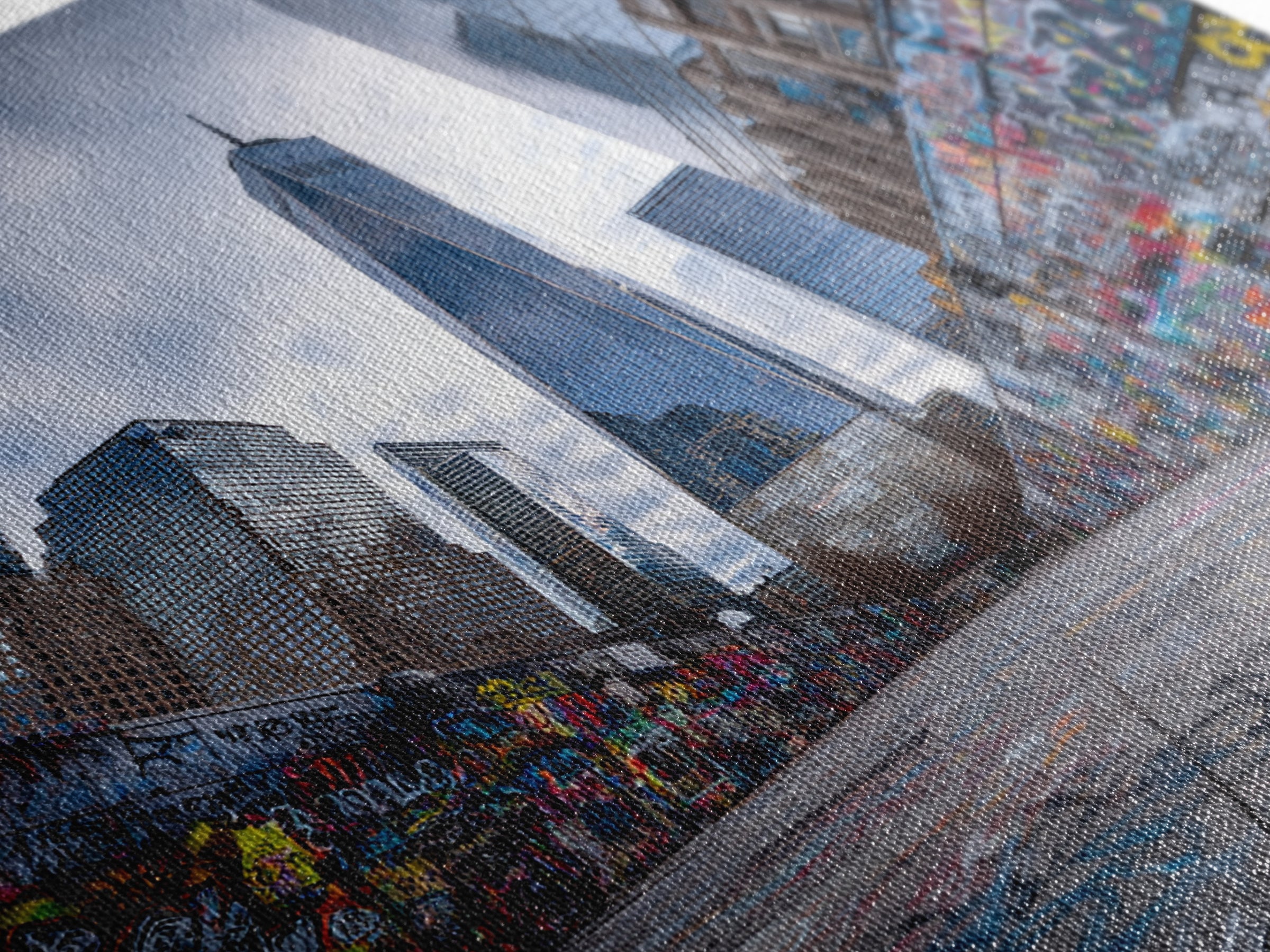 One World Trade Graffiti Courtyard Wall Art, Urban Cityscape Canvas Print, NYC Street Art Decor For Office And Apartment