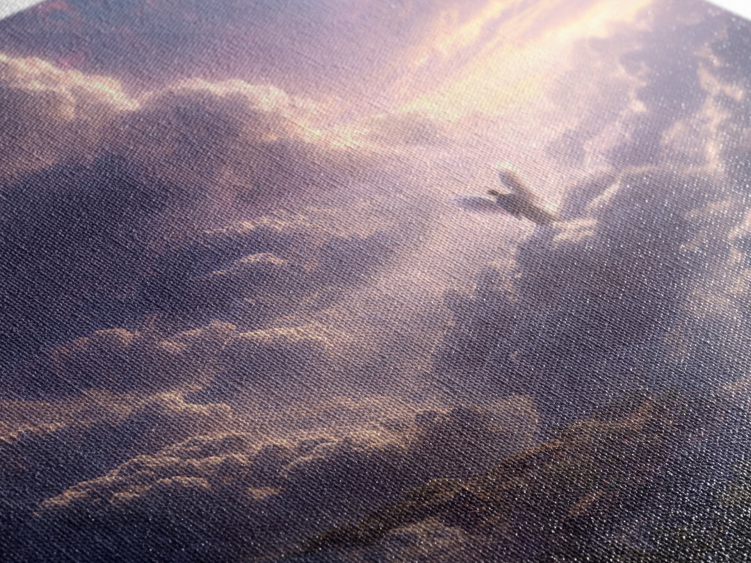 Radiant Angel Above Pastel Clouds Wall Art, Celestial Fantasy Canvas Print, Spiritual Decor, Ethereal Nursery Wall Art, Gift For Her