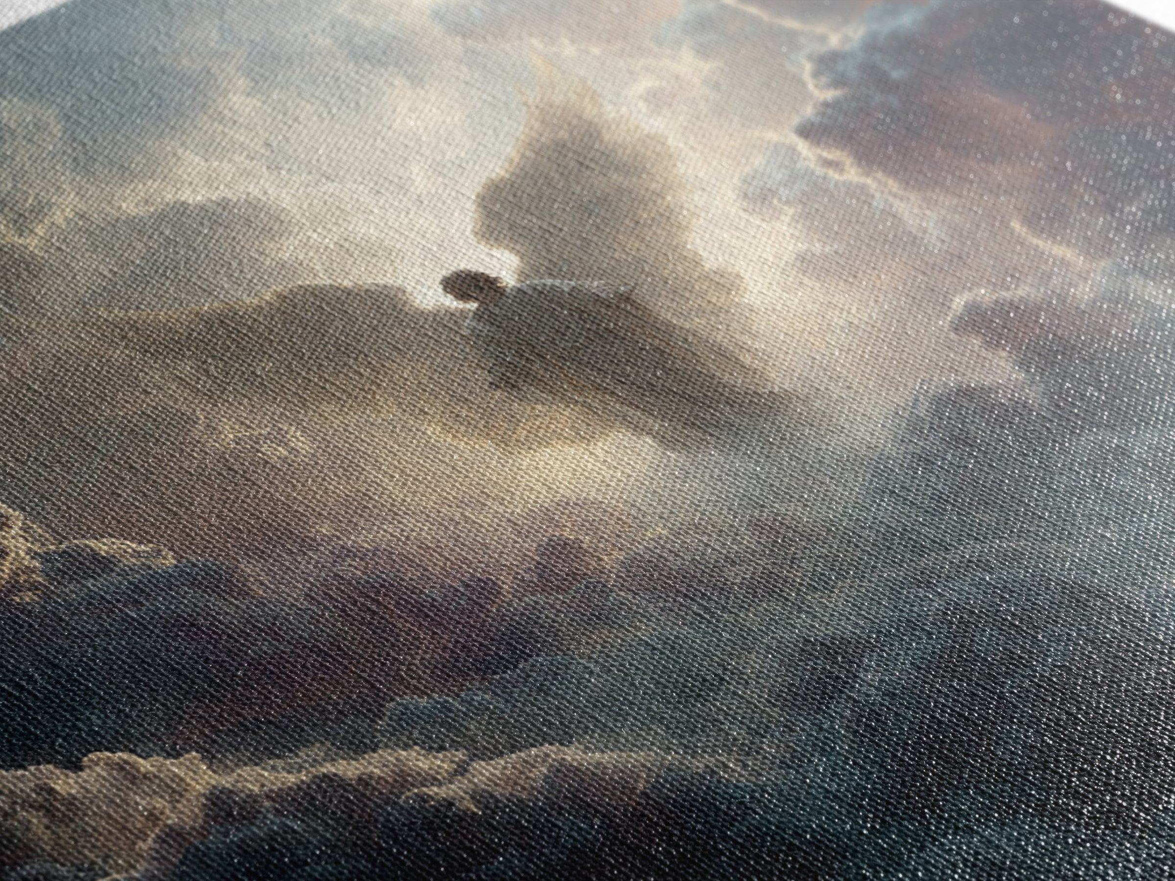 Radiant Angel In Storm Clouds Wall Art, Celestial Religious Art Print, Spiritual Home Decor, Dramatic Christian Canvas Print