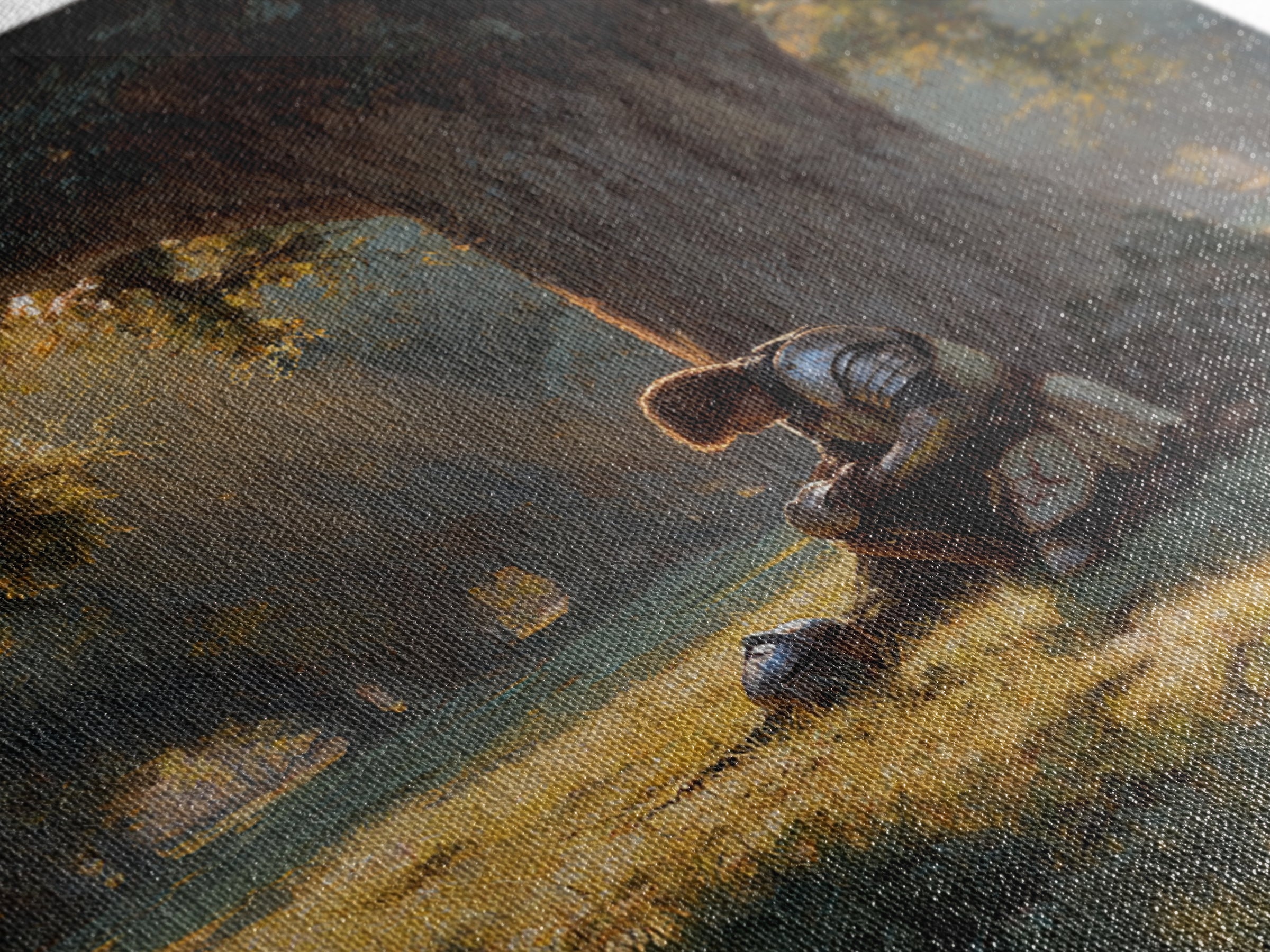 Praying Knight Beneath Ancient Oak Canvas Print, Medieval Fantasy Wall Art, Christian Warrior, Rustic Landscape Home Decor