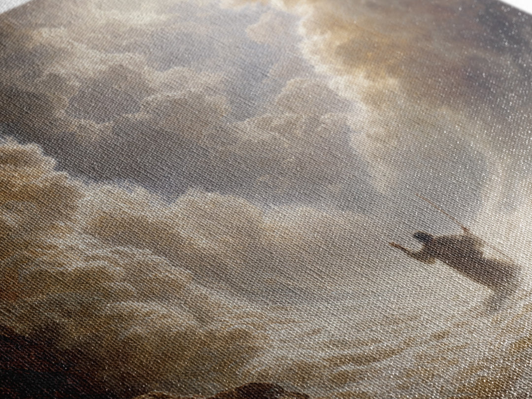 Moses Parting The Red Sea Wall Art, Biblical Canvas Print, Christian Home Decor, Religious Gift, Dramatic Seascape Painting Print