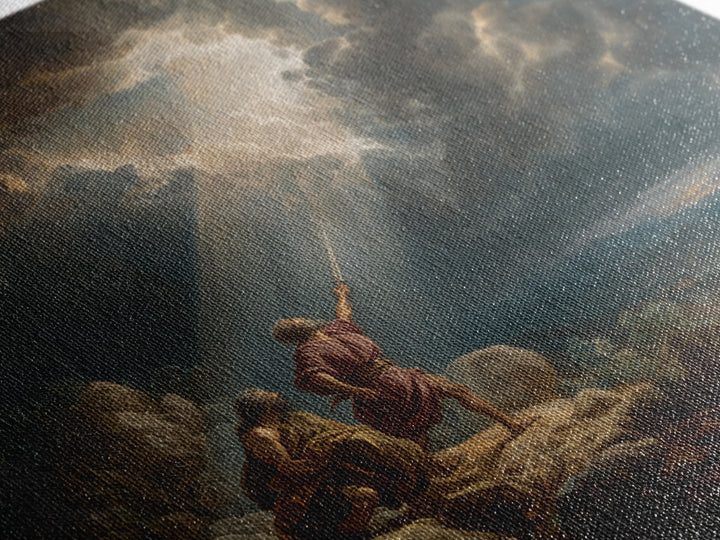 Prophets Beneath Storm Clouds Wall Art, Biblical Landscape Canvas Print, Christian Decor, Dramatic Baroque Fine Art Gift