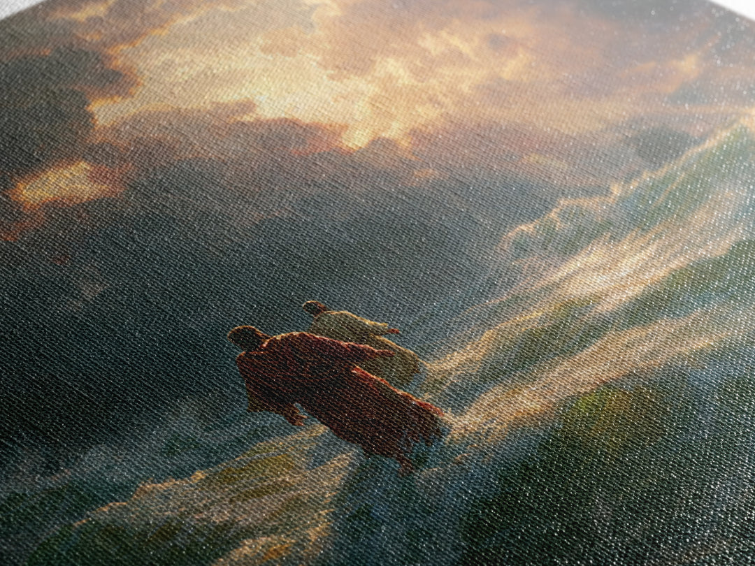 Jesus Walking On Stormy Sea Wall Art, Christian Canvas Print, Biblical Ocean Painting, Faith Gift, Dramatic Home Decor, For Living Room