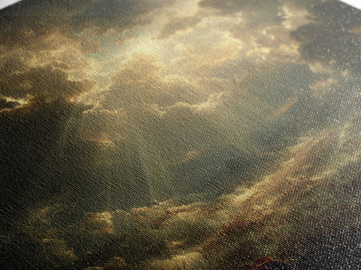 Heavenly Sunbeams Over Storm Clouds Canvas Print, Dramatic Spiritual Wall Art, Epic Landscape, Christian Decor, Statement Artwork