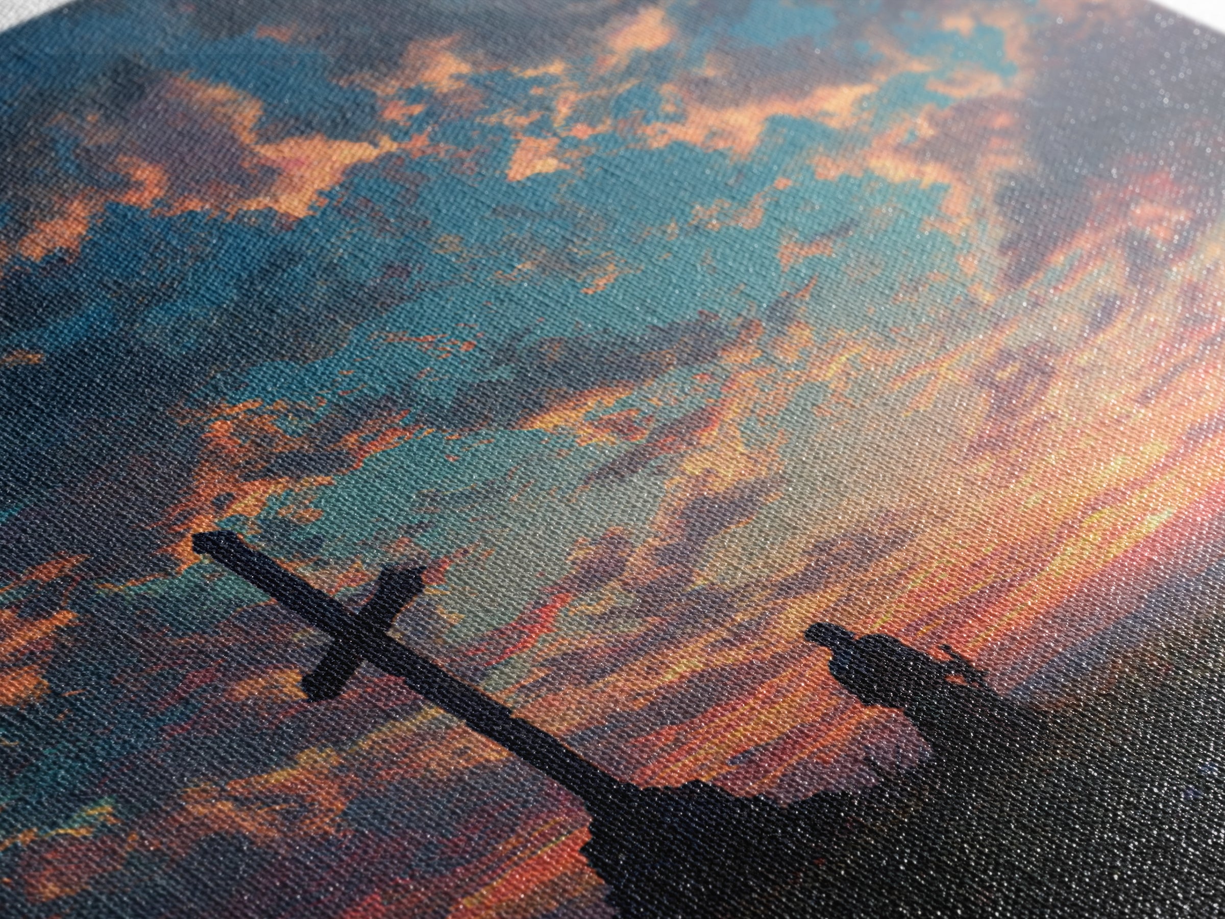 Knight Praying By Cross At Sunset Wall Art, Christian Landscape Painting, Bible Verse Decor, Inspirational Gift For Him Print