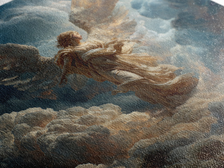 Heavenly Angel In Storm Clouds Wall Art, Dramatic Celestial Fine Art Print, Christian Decor, Spiritual Gift For Her, Large Canvas Print