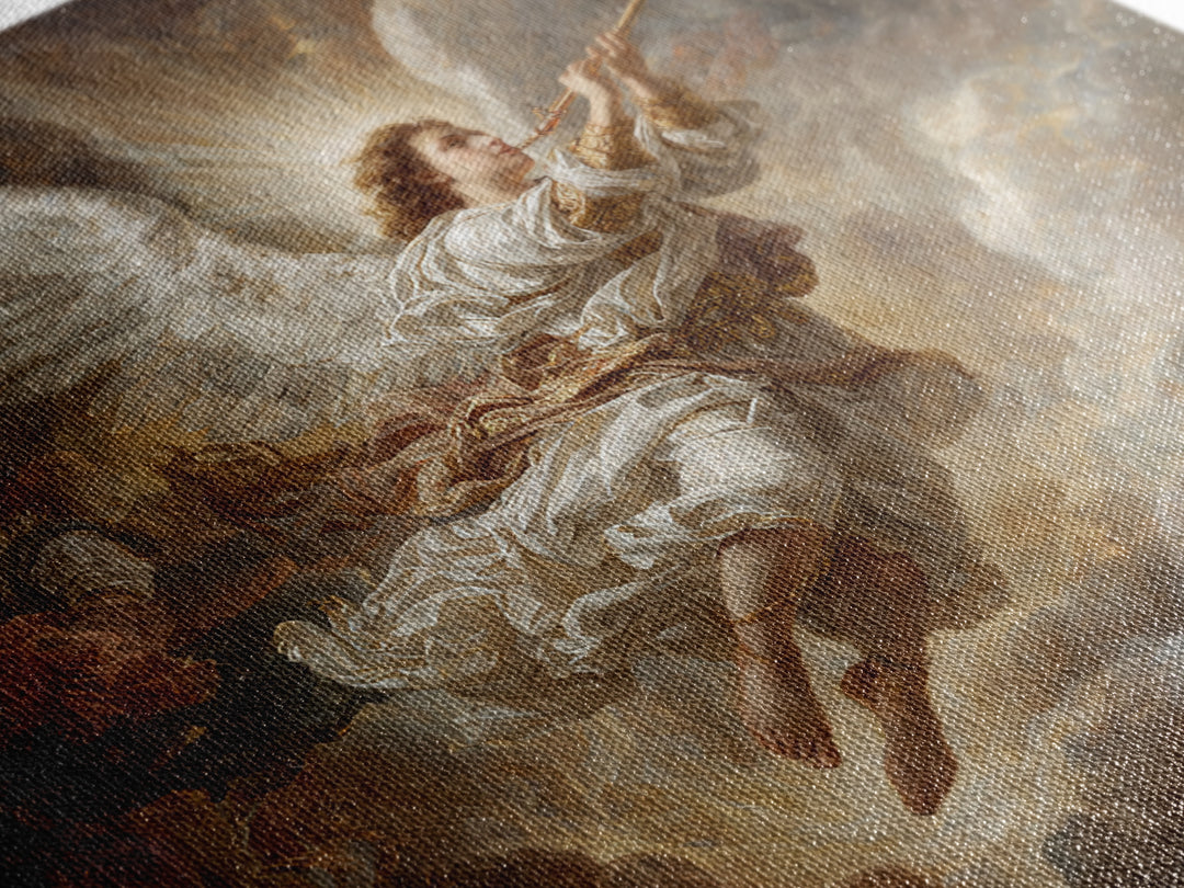 Baroque Angel Trumpet Wall Art, Celestial Religious Painting, Renaissance Inspired Decor, Christian Gift, Fine Art Print