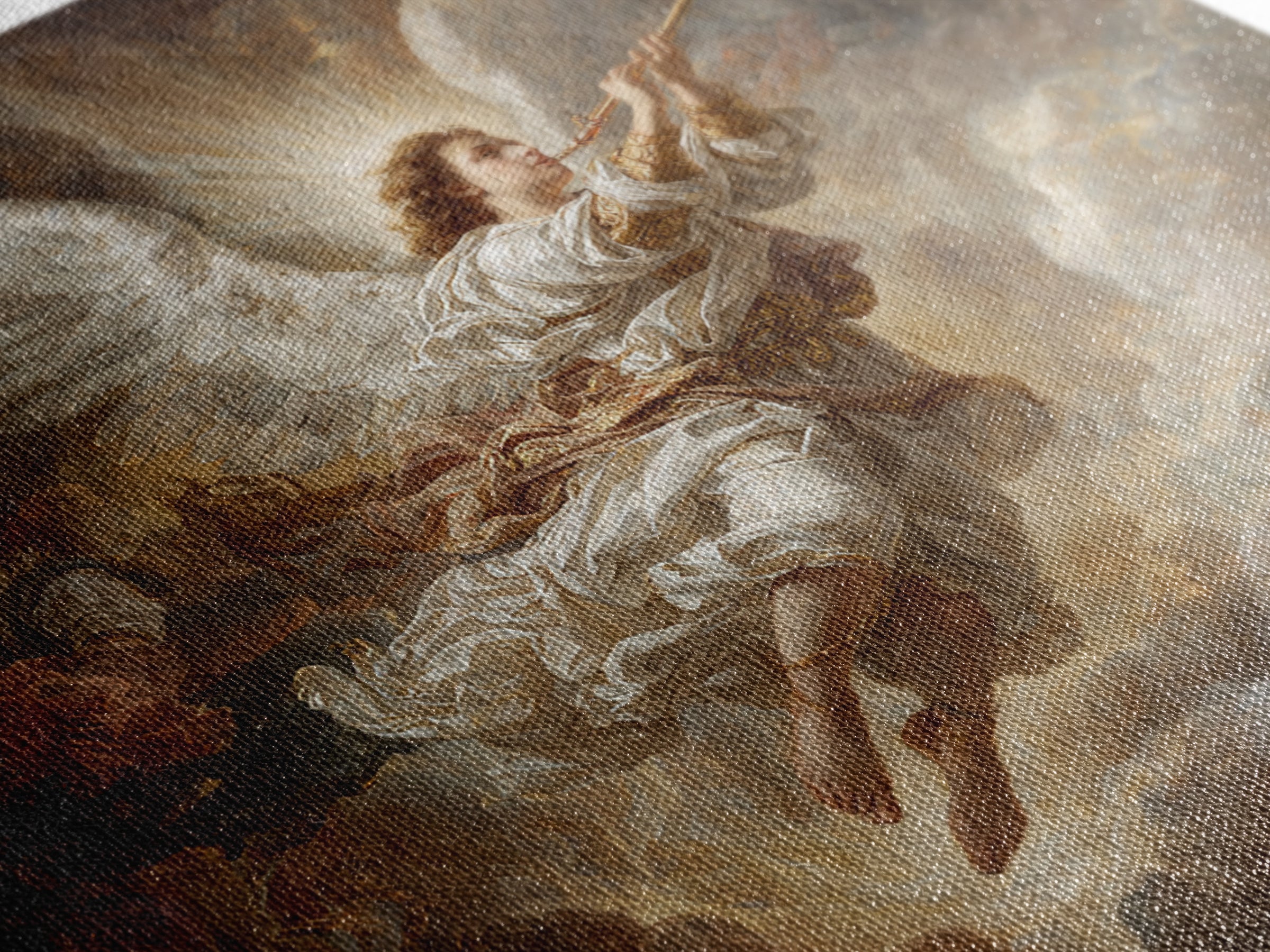 Baroque Angel Trumpet Wall Art, Celestial Religious Painting, Renaissance Inspired Decor, Christian Gift, Fine Art Print
