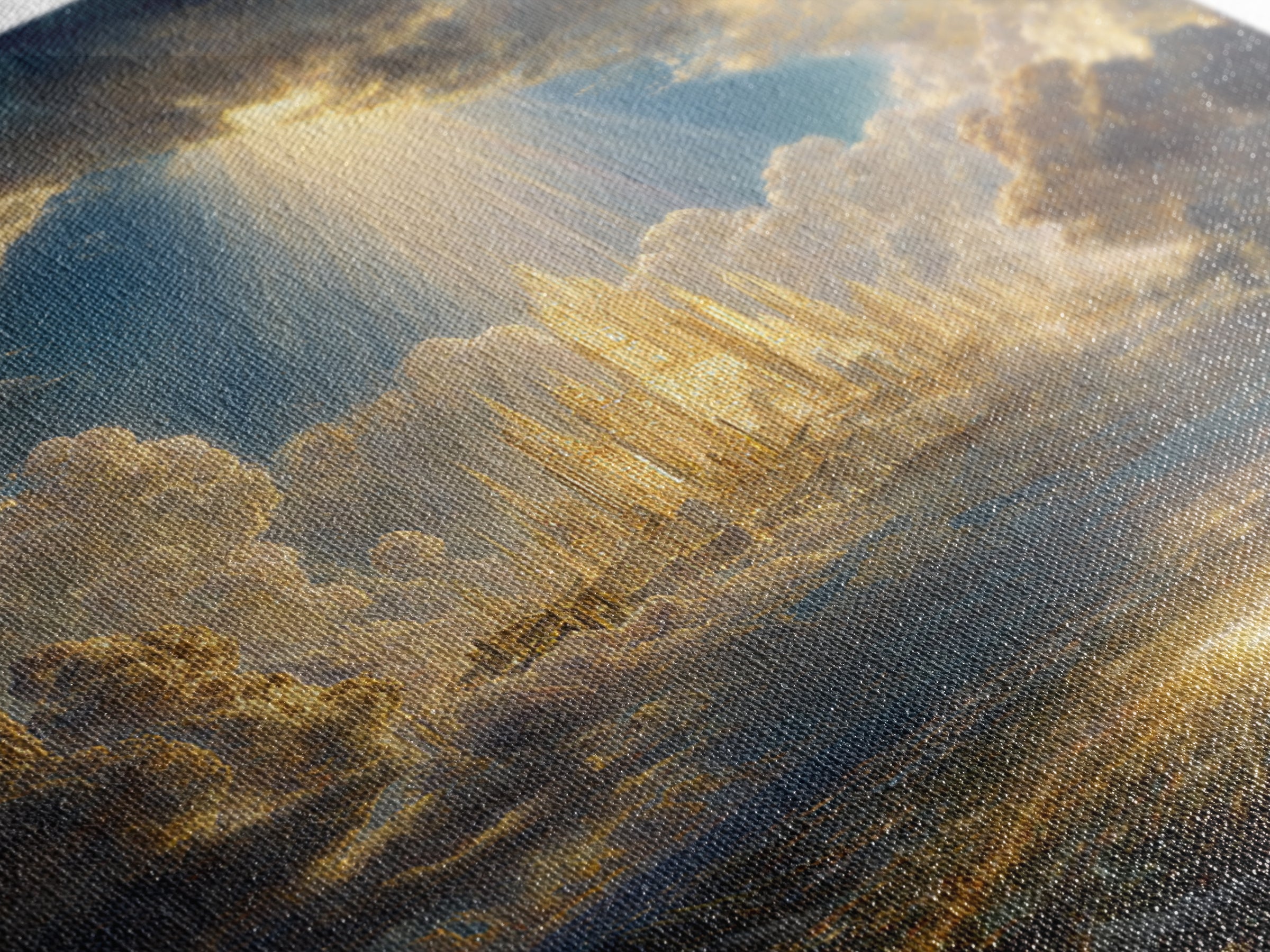 Golden Celestial City Above Clouds Wall Art, Heavenly Fantasy Canvas Print, Spiritual Landscape Decor, Statement Artwork Gift