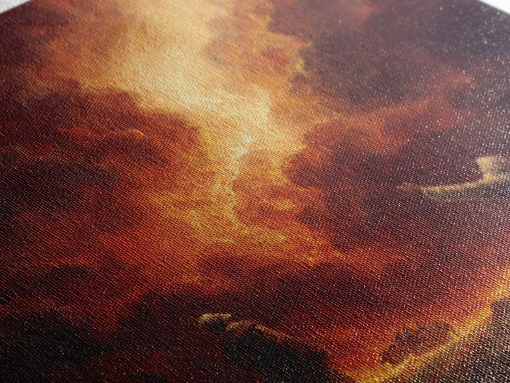 Apocalyptic Firestorm Biblical Scene Wall Art, Dramatic Religious Canvas Print, Christian Decor, Fine Art Print, Living Room Decor